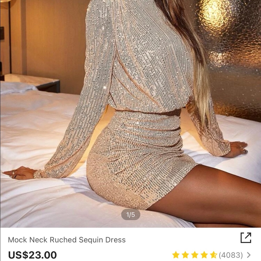 Champagne sparkle long sleeve dress